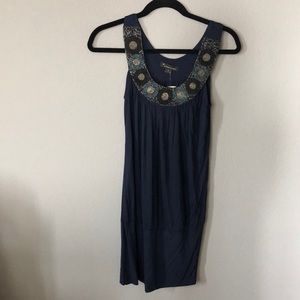 Tunic/ dress. Beaded. Navy blue.